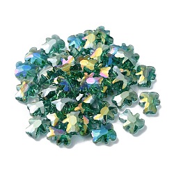 Electroplate Glass Beads, AB Color Plated, Bear, Medium Sea Green, 9.5x8.5x4mm, Hole: 1.2mm(EGLA-P059-01A-AB02)