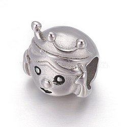 Retro 316 Surgical Stainless Steel European Style Beads, Large Hole Beads, Princess, Antique Silver, 11.5x11x9mm, Hole: 4.5mm(OPDL-L013-10AS)