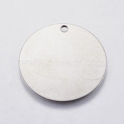 304 Stainless Steel Stamping Blank Tag Pendants, Flat Round, Stainless Steel Color, 30x1mm, Hole: 2mm(STAS-P225-032P)
