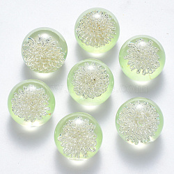 Transparent Acrylic Cabochons, Flat Back, with Iron Wire inside, Round, Silver Color Plated, Light Green, 20x17.5mm, bottom: 12mm(TACR-R144-01E)