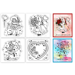 4Pcs 4 Styles PVC Stamp, for DIY Scrapbooking, Girl, 55x55mm, 1pc/style(DIY-WH0487-0055)