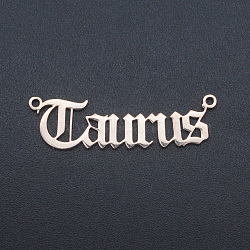 201 Stainless Steel Links, Twelve Constellations, Old English, Laser Cut, Taurus, 9x32x1mm, Hole: 1.2mm(STAS-R111-JA438-2)