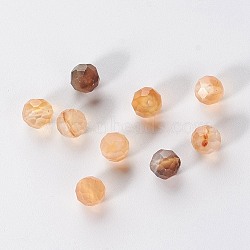Natural Agate Beads, Dyed & Heated, Faceted, Round, Wheat, 5mm, Hole: 1mm(G-G813-04D)