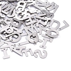 201 Stainless Steel Letter Charms, Random Mixed Letters, 11x5.5~12x0.5mm, Hole: 1mm(STAS-S036-M)