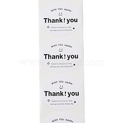 Self-Adhesive Paper Gift Tag Stickers with Word Thank You, for Party, Decorative Presents, White, 50x60mm 120pcs/roll(DIY-R084-05B)