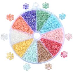120G 10 Colors Transparent Colours Rainbow Plated Round Hole Glass Bugle Beads, Mixed Color, 2mm, about 12g/color(SEED-CJ0001-27)