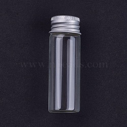 Empty Glass Bead Storage Tubes, with Platinum Plated Screw Aluminum Cap and Silicone Stopper, Column, Clear, 10x2.2cm, Capacity: 25ml(AJEW-WH0035-01-25ml)