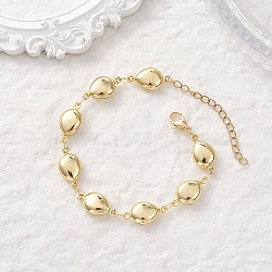 304 Stainless Steel Teardrop Link Chains Bracelets for Women, Golden, 6.97 inch(17.7cm)(BJEW-JB13427)