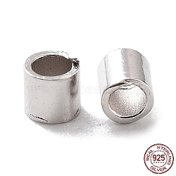 Rhodium Plated 925 Sterling Silver Spacer Tube Beads, Column, Platinum, 1.7x1.5mm, Hole: 1mm, about 741pcs(10g)/bag(STER-Z006-01B-P)
