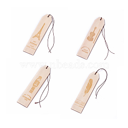 Wood Bookmarks, Eiffel Tower & Feather & Violin & Soldier, Antique White, 130x29.5x2mm, 4pcs/set(AJEW-WH0098-32)