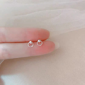 Alloy Earrings for Women, with 925 Sterling Silver Pin, Ring, 10mm