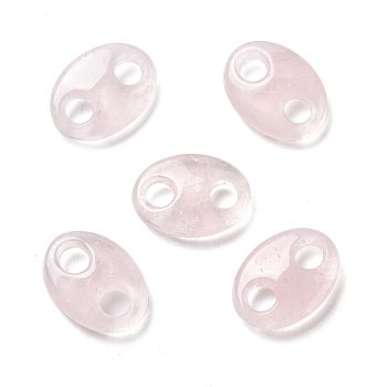 Natural Rose Quartz Connector Charms, Pig Nose, 25x18x6.5mm, Hole: 6mm