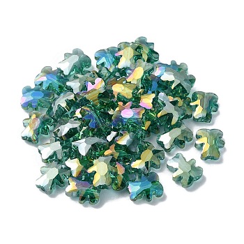 Electroplate Glass Beads, AB Color Plated, Bear, Medium Sea Green, 9.5x8.5x4mm, Hole: 1.2mm