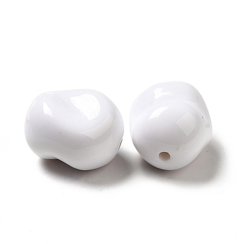 Opaque Acrylic Beads, Nuggets, White, 16x14x11mm, Hole: 1.8mm, about 333pcs/500g