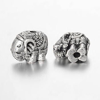 Elephant Alloy Beads, Antique Silver, 9.5x11.5x7.5mm, Hole: 2mm