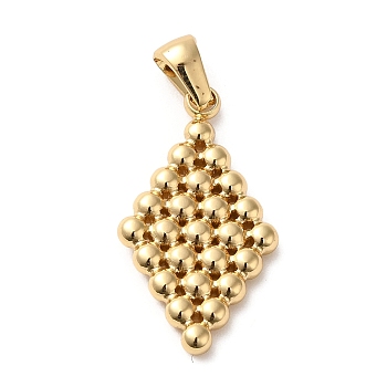 Golden Plated 304 Stainless Steel Pendants, Bubble Charms, Rhombus, 27x15x3mm, Hole: 5.3x3mm