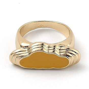Alloy Enamel Finger Rings, Cloud, Light Gold, Goldenrod, US Size 6, Inner Diameter: 17mm