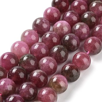 Dyed Natural Malaysia Jade Beads Strands, Round, Medium Violet Red, 10mm, Hole: 1.2mm, about 19pcs/strand, 7.09 inch(18cm)