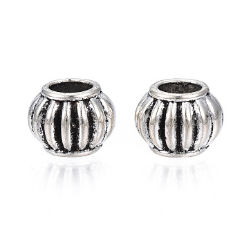 Tibetan Style Alloy European Beads, Large Hole Beads, Cadmium Free & Lead Free, Rondelle, Antique Silver, 8x6mm, Hole: 4mm, about 530pcs/1000g