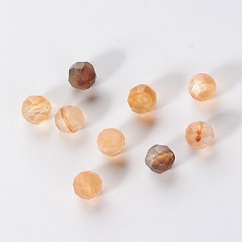 Natural Agate Beads, Dyed & Heated, Faceted, Round, Wheat, 5mm, Hole: 1mm