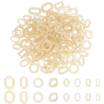 SUPERFINDINGS Transparent Acrylic Linking Rings, with Glitter Powder, Quick Link Connectors, For Jewelry Cable Chains Making, Mixed Shapes, Beige, 117pcs/set