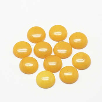 Natural White Jade Cabochons, Dyed, Half Round/Dome, Gold, 8x4mm