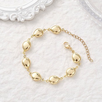 304 Stainless Steel Teardrop Link Chains Bracelets for Women, Golden, 6.97 inch(17.7cm)