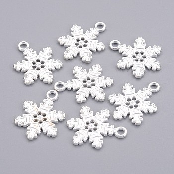 Tibetan Style Alloy Snowflake Pendants, Cadmium Free & Nickel Free & Lead Free, Silver, 22x16x2mm, Hole: 1.5mm