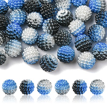 Imitation Pearl Acrylic Beads, Berry Beads, Combined Beads, Round, Marine Blue, 12mm, Hole: 1mm