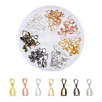 84Pcs 32 Style Alloy Ice Pick Pinch Bails for Pendant Making, Mixed Color, 13~19mm, Hole: 4~5x3~4mm, Pin: 0.7~0.8mm