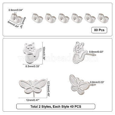 DICOSMETIC 40Pcs 2 Style 304 Stainless Steel Stud Earring Settings for Enamel(STAS-DC0003-41)-2