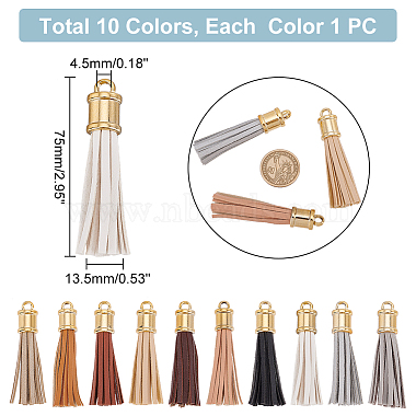 Elite 10Pcs 10 Colors Imitation Leather Big Tassel Pendants(FIND-PH0008-25)-2