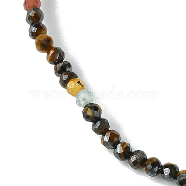 2mm Natural Tiger Eye Faceted Round Beaded Stretch Bracelets for Women(BJEW-JB10843-04)-4