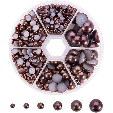 4mm CoconutBrown Half Round Plastic Cabochons