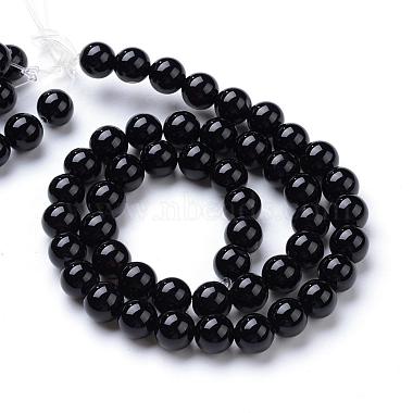 Natural Black Onyx Round Bead Strands(G-T055-4mm-10)-2