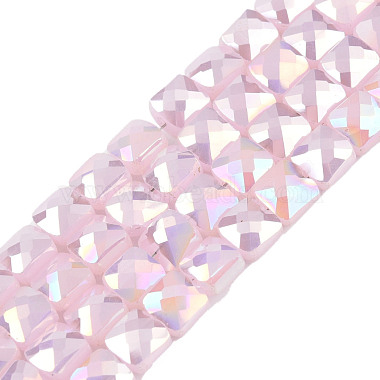 Pink Square Glass Beads