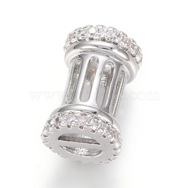 Hollow Brass Micro Pave Clear Cubic Zirconia Beads(ZIRC-L085-53P)-2
