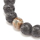 2Pcs 2 Style Natural Lava Rock & Tibetan Agate Round Beaded Stretch Bracelets Set(BJEW-JB08312)-7