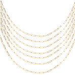 10Pcs Stainless Steel Paperclip Chain Necklaces for Women Men, Real 18K Gold Plated, 16.10 inch(40.9cm)(NJEW-SC0001-38G)