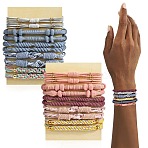 Bohemian Style Cloth Elastic Hair Ties, for Girls or Women, Light Steel Blue, Inner Diameter: 50~70mm, 10 styles, 2pcs/style, 20pcs/set(PW-WG24311-04)