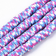 Handmade Polymer Clay Beads Strands, for DIY Jewelry Crafts Supplies, Heishi Beads, Disc/Flat Round, Orchid, 8x0.5~1mm, Hole: 2mm, about 320~447pcs/strand, 15.75 inch~16.14 inch(40~41cm)(X-CLAY-R091-8mm-01)