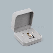 Velvet Box, for Jewelry Set, Square, Light Grey, 9x9x4.5cm(PW-WG61712-01)