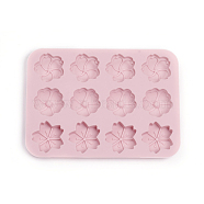 Food Grade Silicone Molds, Fondant Molds, Ice Cube Molds, For DIY Cake Decoration, Chocolate, Candy, UV Resin & Epoxy Resin Jewelry Making, Sakura Flower, Pink, 170x126x11mm, Flower: 35x32mm, 33mm, 33mm(DIY-I021-34)