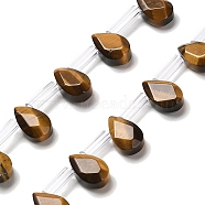 Natural Tiger Eye Beads Strands, Faceted, Teardrop, Top Drilled, 9x6x4mm, Hole: 0.8mm, about 30~32pcs/strand, 16.54''(42cm)(G-Q167-A07-02)