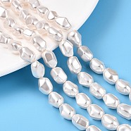 Transparent Spray Painted Glass Beads Strands, Faceted, Nuggets, Floral White, 11.5x8.5x7.5mm, Hole: 1mm, about 36pcs/strand, 15.94 inch(40.5cm)(GLAA-N001-29)