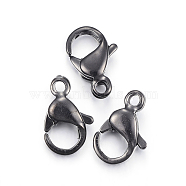 304 Stainless Steel Lobster Claw Clasps, Parrot Trigger Clasps, Electrophoresis Black, 12x7x3.5mm, Hole: 1.5mm(X-STAS-H353-D-02B)