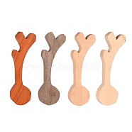 4 Colors Unfinished Wood Blank Spoon, Carving Spoons, for Wood Craft Supplies, Antlers Shape, Mixed Color, 156x45x20mm, 4pcs/set(DIY-E026-04)