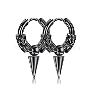 304 Stainless Steel Hoop Earrings, Cone Drop Earrings, Black, 14x2.5mm(PW-WG23967-04)