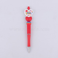 Plastic Ball-Point Pen, Beadable Pen, for DIY Personalized Pen, Teacher's Day, Apple, 145mm(WG24068-10)