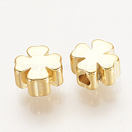 Brass Spacer Beads, Nickel Free, Real 18K Gold Plated, Clover, 5x5x3mm, Hole: 1mm(X-KK-Q735-228G)